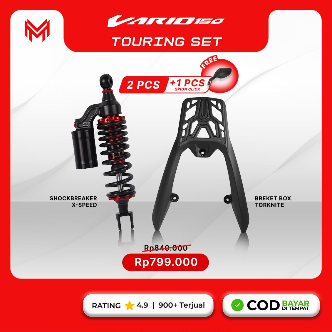 BUNDLING 2 PCS SHOCK BELAKANG & BREKET + FREE SPION CLICK TOURING SET - MOTOR VARIO 150