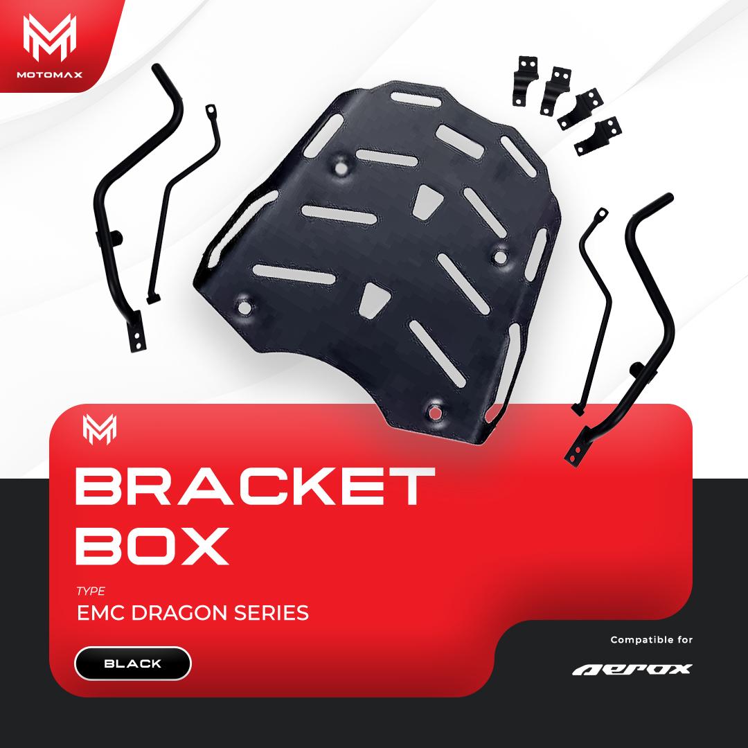 BREKET / BRACKET BOX PANJANG AEROX 155 2021 EMC TIPE DRAGON SERIES HITAM