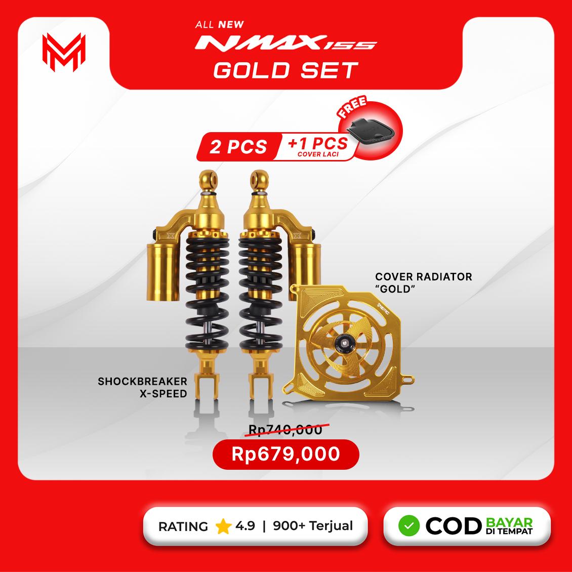 BUNDLING SHOCKBREAKER & COVER RADIATOR MOTOR NEW NMAX 155 GOLD SET