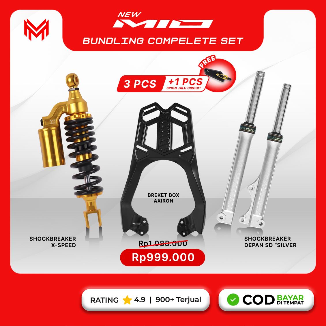 SHOCK BUNDLING MOTOR MIO M3, MIO SPORTY, MIO SMILE, MIO KARBU, MIO SOUL, MIO J/S Complete Set 3 pcs + Free Spion Bar End Gold