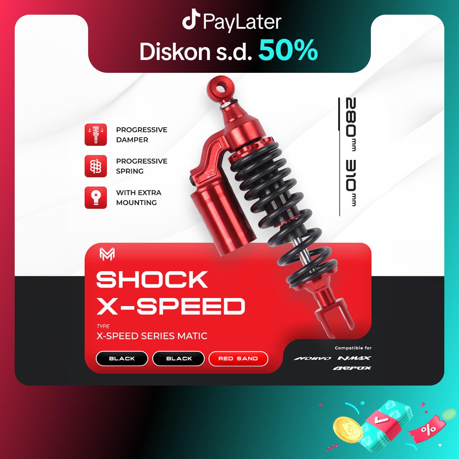 SHOCKBREAKER 280mm-310mm, (Metic) Type: X-Speed Series : NOUVO,AEROX 155,All New Aerok 155,new nmax 155,nmax 155 Foto Gas Motor Motorcycle Tabung